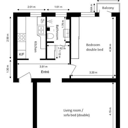Lägenhet Popular Area, Central, 55m2, 1-4 Guests Oslo